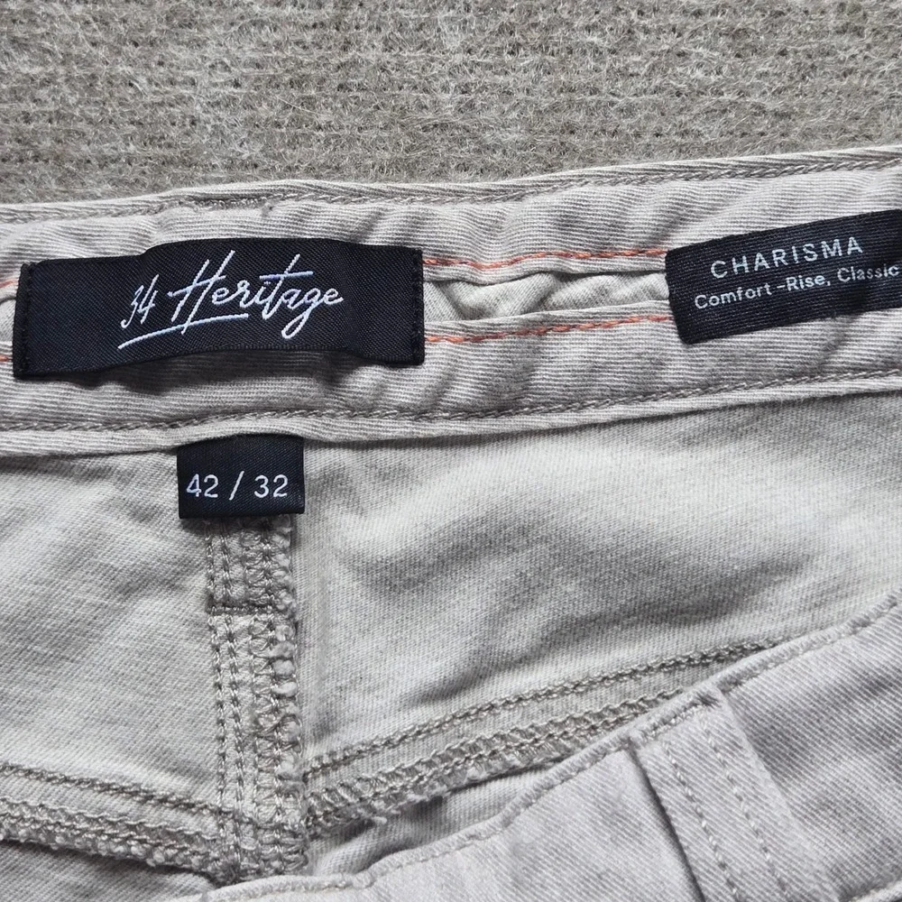34 Heritage Charisma Comfort Rise Classic Leg Pants Beige 42x32 Mens